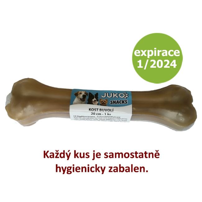 Kost 20 cm žvýkací pamlsek pro psy, přírodní pamlsek, buvolí kůže