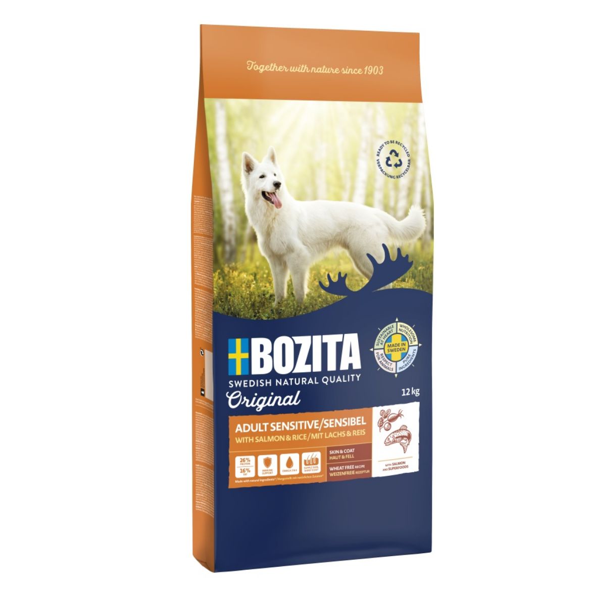 Obrázek z Bozita Dog Adult Sensitive Skin & Coat 12 kg 