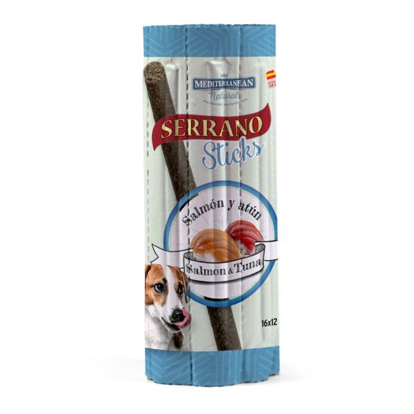 Obrázek Serrano Dog Sticks Salmon & Tuna, tyčinka 16 x 12 g 