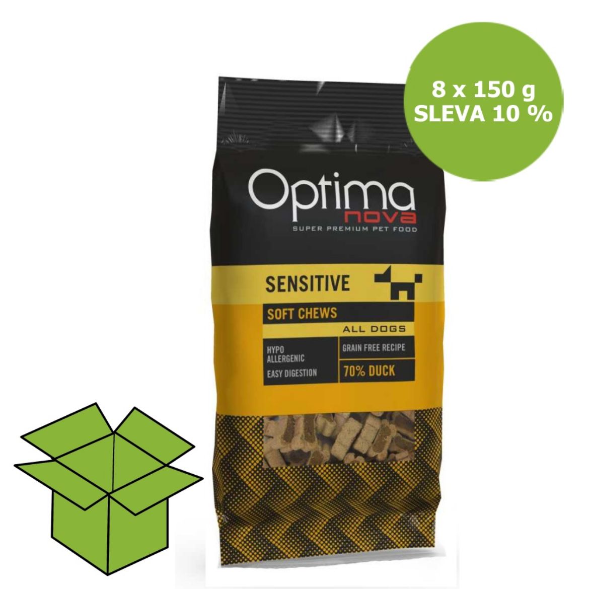 Obrázek z OPTIMAnova Functional Snack Sensitive Duck 150 g (8 ks) AKCE 10 % 