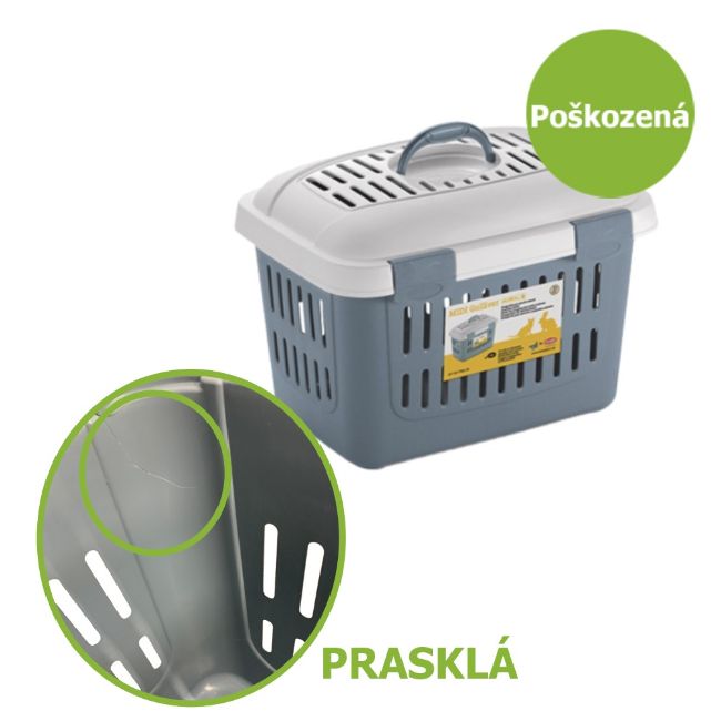 Gulliver přepravka pro hlodavce ,bezpečné cestování, midi velikost, plastová, šedo-modrá