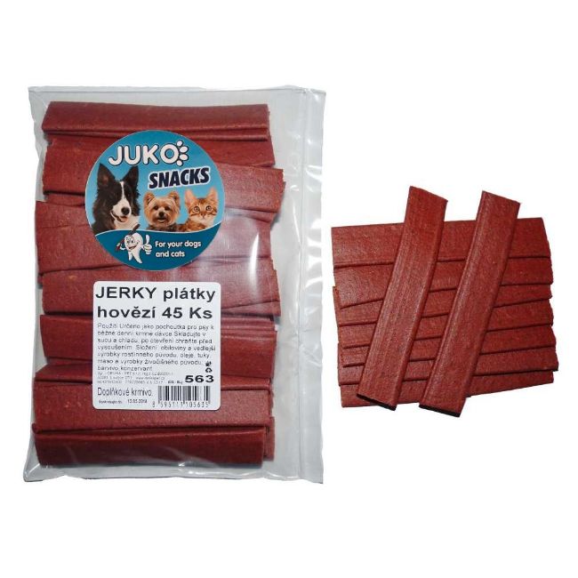 Jerky plátky, hovězí příchuť, pochoutka pro psy, 