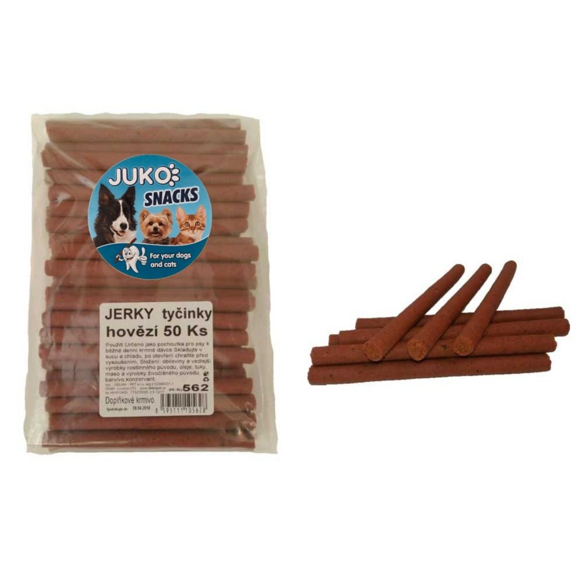 Obrázek z Jerky tyčinky Hovězí JUKO Snacks (50 ks) 