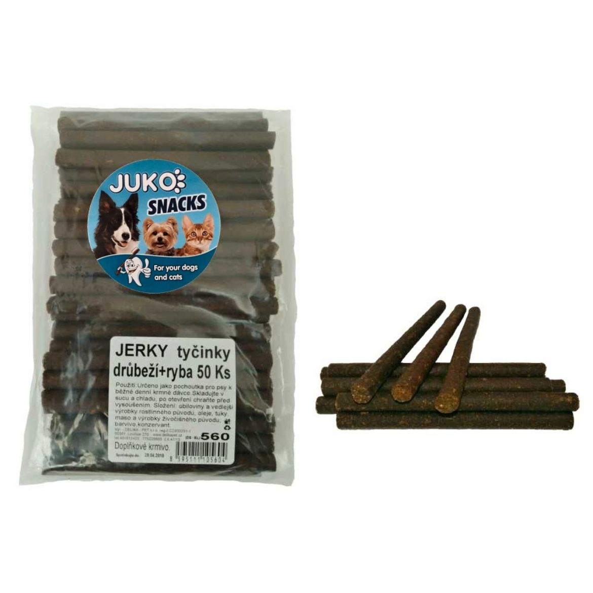 Obrázek z Jerky tyčinky Drůbeží & ryba JUKO Snacks (50 ks) 
