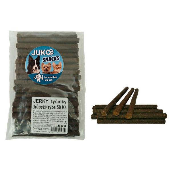 Obrázek Jerky tyčinky Drůbeží & ryba JUKO Snacks (50 ks)