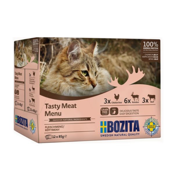 Obrázek Bozita Cat kousky masa v želé, kapsička 85 g (12 pack)