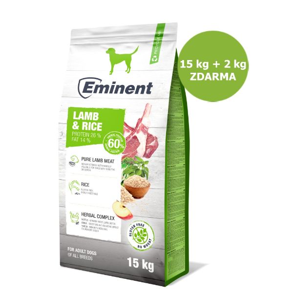 Obrázek Eminent Dog Lamb & Rice 15 kg + 2 kg ZDARMA