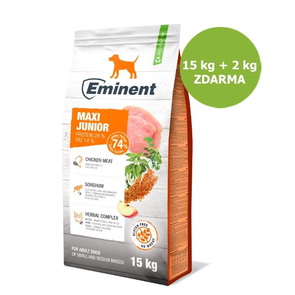 Obrázek Eminent Dog Junior Maxi 15 kg + 2 kg ZDARMA