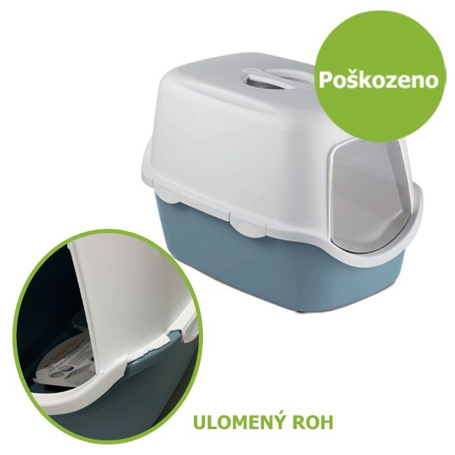 Uzavřený záchod pro kočky s filtrem z kvalitního plasty šedomodrý, šedomodrá toaleta pro kočku