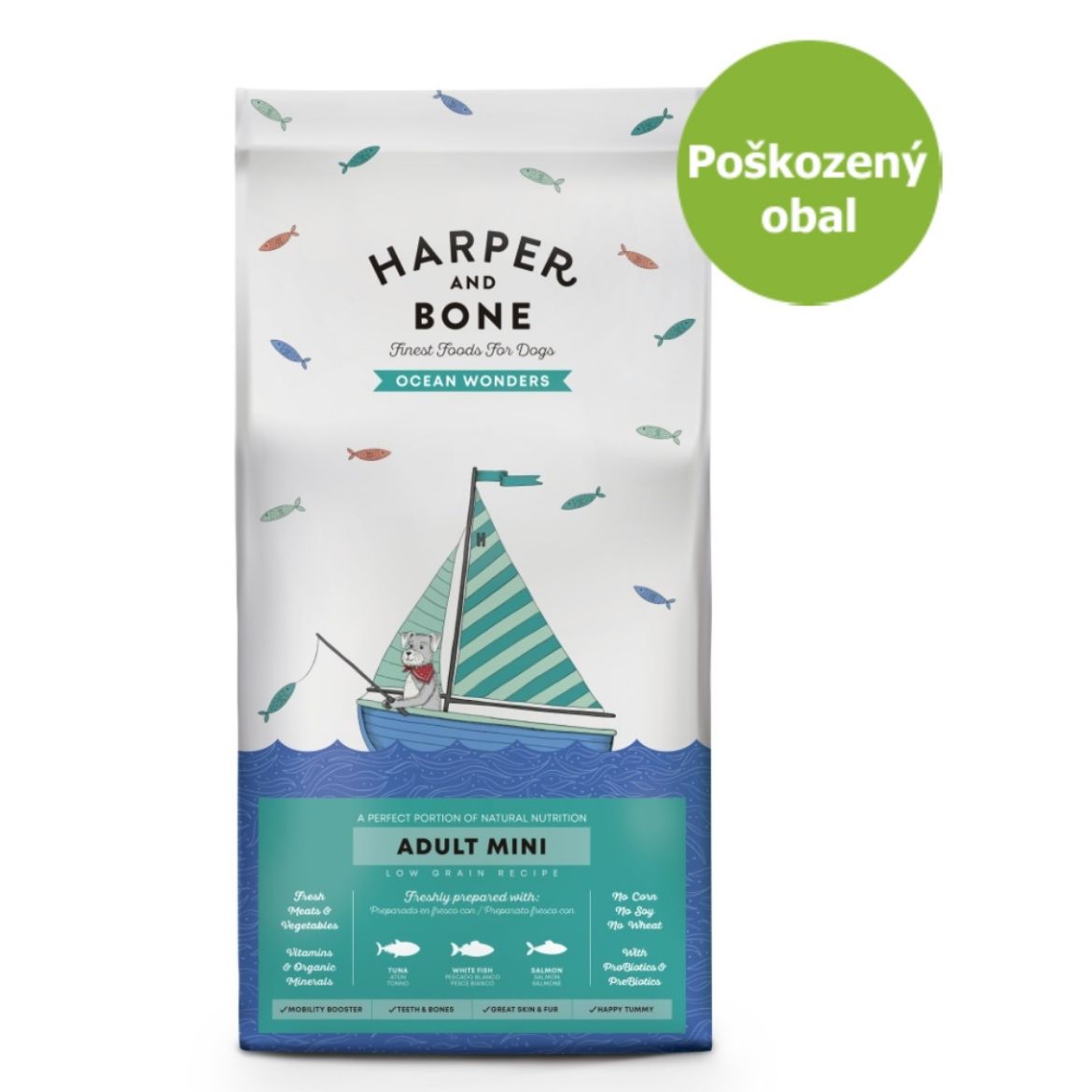 Harper and Bone Adult Dog Mini divy oceánu 10 kg, superprémiové krmivo pro dospělé psy malých plemen s tuňákem, lososem a bílou rybou