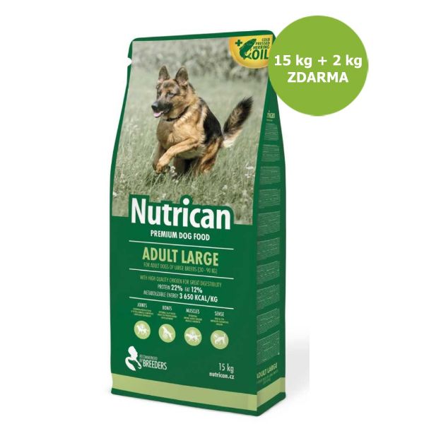 Obrázek Nutrican Dog Adult Large 15 kg + 2 kg ZDARMA