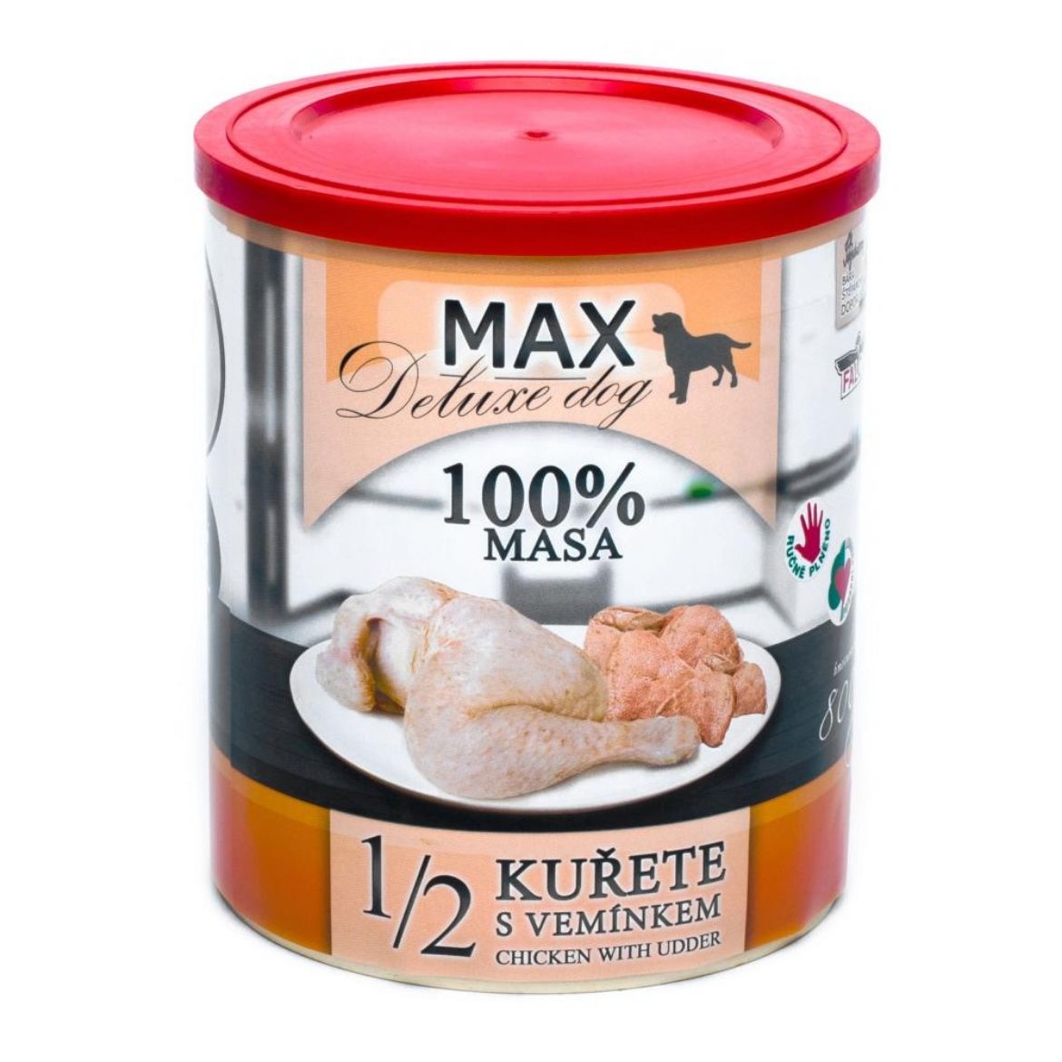 Obrázek z MAX Deluxe Dog 1/2 kuřete s vemínkem, konzerva 800 g 