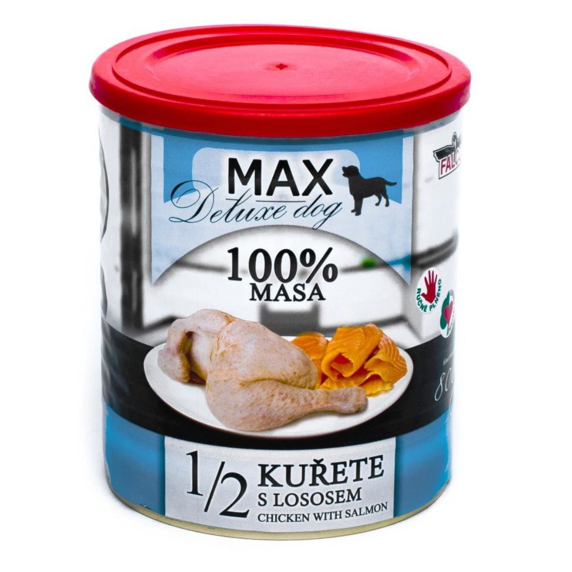 Obrázek z MAX Deluxe Dog 1/2 kuřete s lososem, konzerva 800 g 