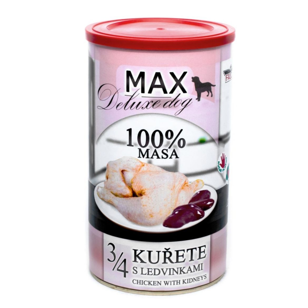 Obrázek z MAX Deluxe Dog 3/4 kuřete s ledvinkami, konzerva 1200 g 