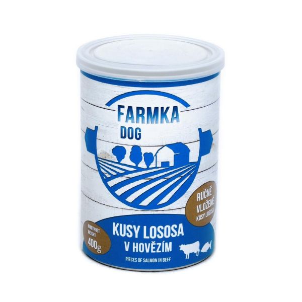 Obrázek FARMKA Dog s lososem, konzerva 400 g