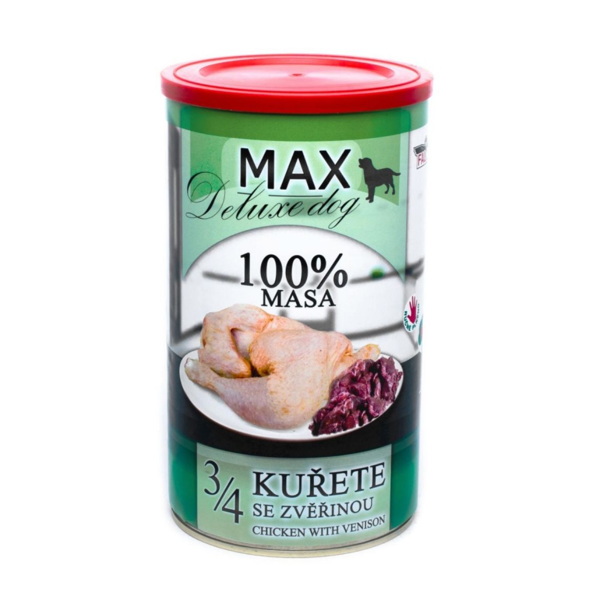 Obrázek z MAX Deluxe Dog 3/4 kuřete se zvěřinou, konzerva 1200 g 