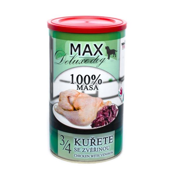 Obrázek MAX Deluxe Dog 3/4 kuřete se zvěřinou, konzerva 1200 g