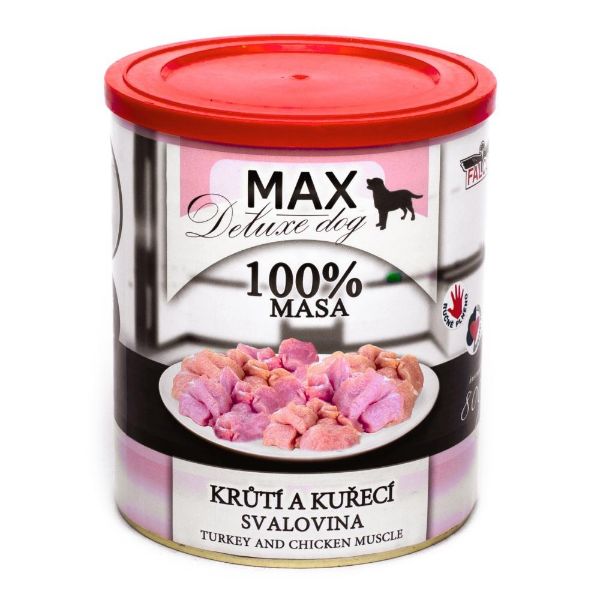 Obrázek MAX Deluxe Dog krůtí a kuřecí svalovina, konzerva 800 g