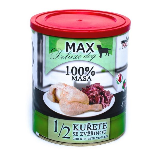 Obrázek MAX Deluxe Dog 1/2 kuřete se zvěřinou, konzerva 800 g