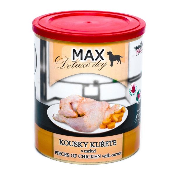 Obrázek MAX Deluxe Dog kousky kuřete s mrkví, konzerva 800 g