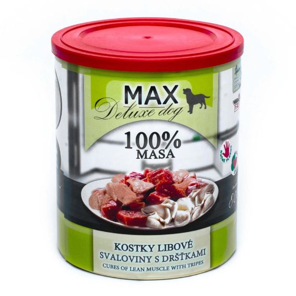 Obrázek MAX Deluxe Dog kostky libové svaloviny s dršťkami, konzerva 800 g