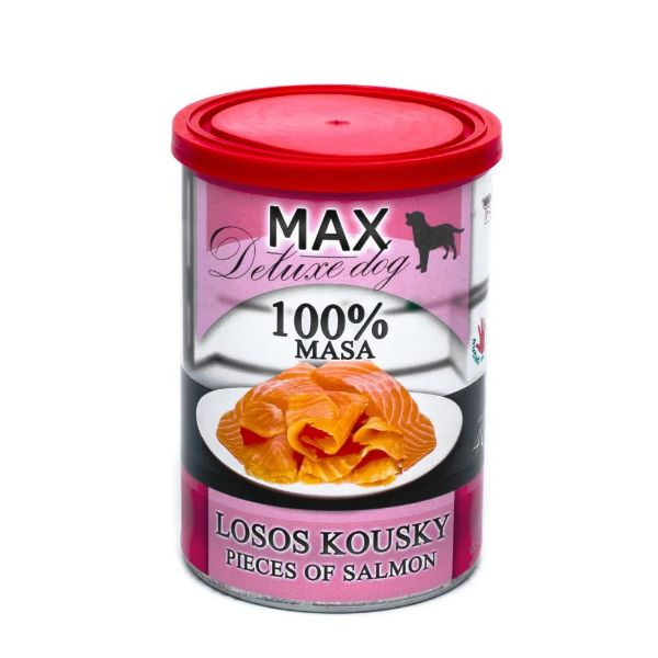 Obrázek MAX Deluxe Dog losos kousky, konzerva 400 g