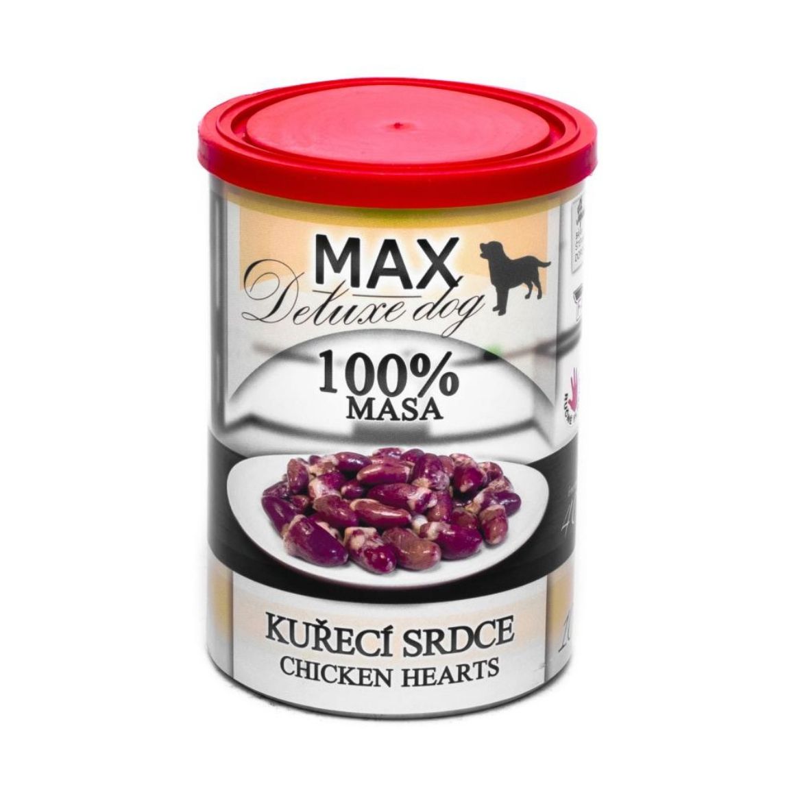 Obrázek z MAX Deluxe Dog kuřecí srdce, konzerva 400 g 