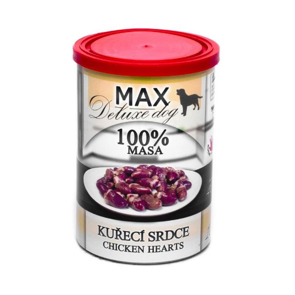 Obrázek MAX Deluxe Dog kuřecí srdce, konzerva 400 g