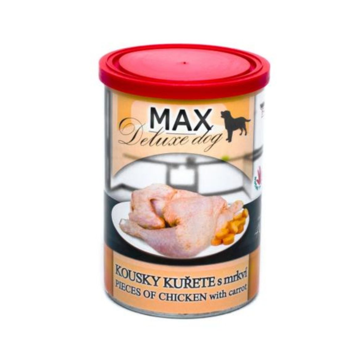 Obrázek z MAX Deluxe Dog kousky kuřete s mrkví, konzerva 400 g 