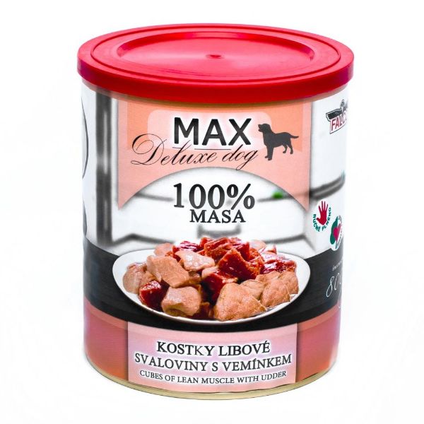 Obrázek MAX Deluxe Dog kostky libové svaloviny s vemínkem, konzerva 800 g