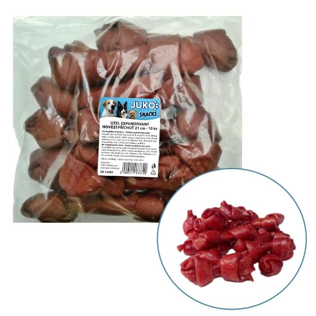 Uzel expandovaný 21 cm, žvýkací pamlsek pro psy, přírodní pamlsek, hovězí příchuť