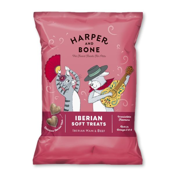 Obrázek Harper and Bone Cat & Dog iberské měkké pamlsky hovězí 90 g