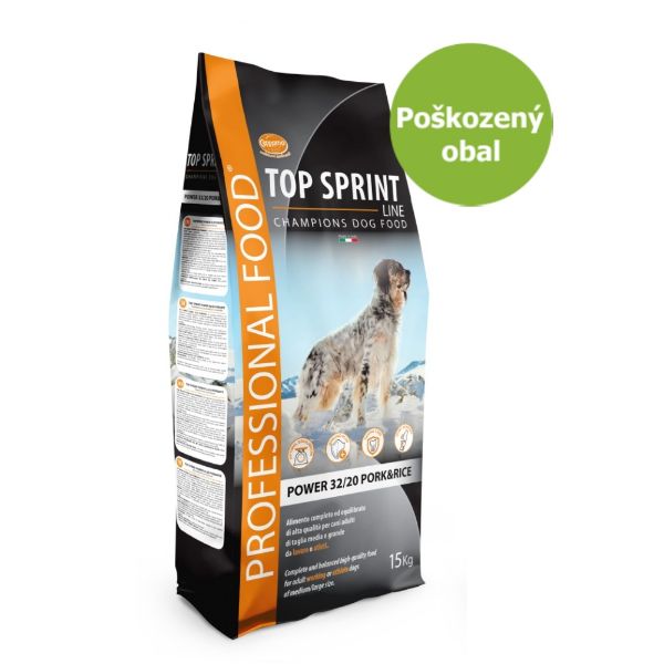 Obrázek Top Sprint Power Pork & Rice 15 kg - Poškozený obal - SLEVA 15 %