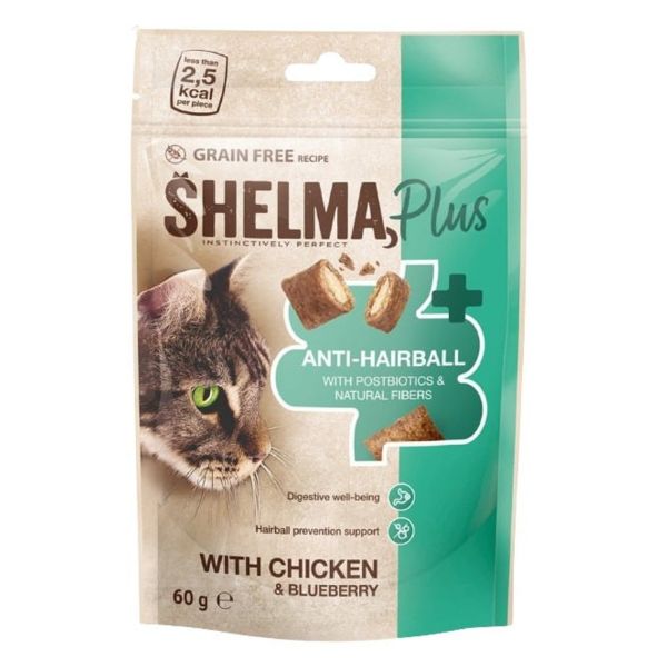 Obrázek Shelma Cat Snack Anti-hairball polštářky GF 60 g