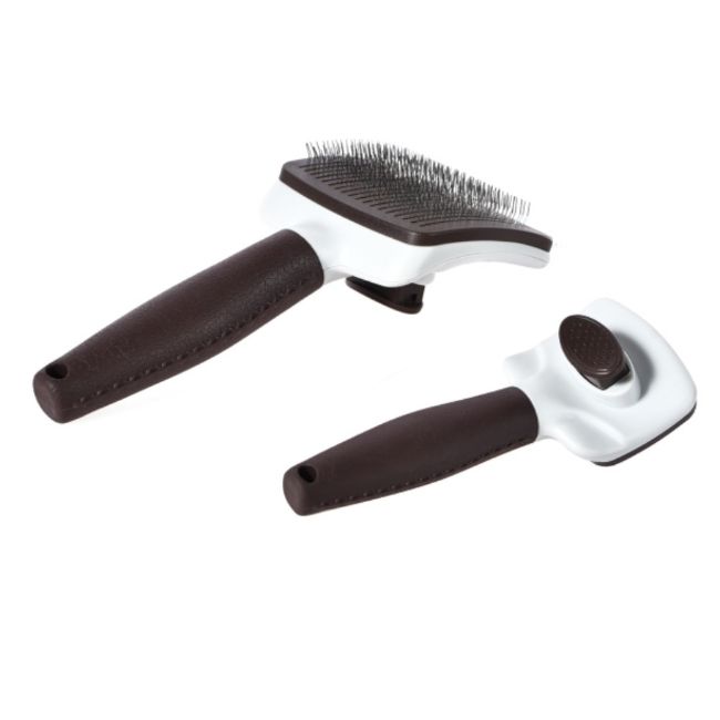 kartáč oválný samočistící s rukojetí v imitaci kůže velikost M