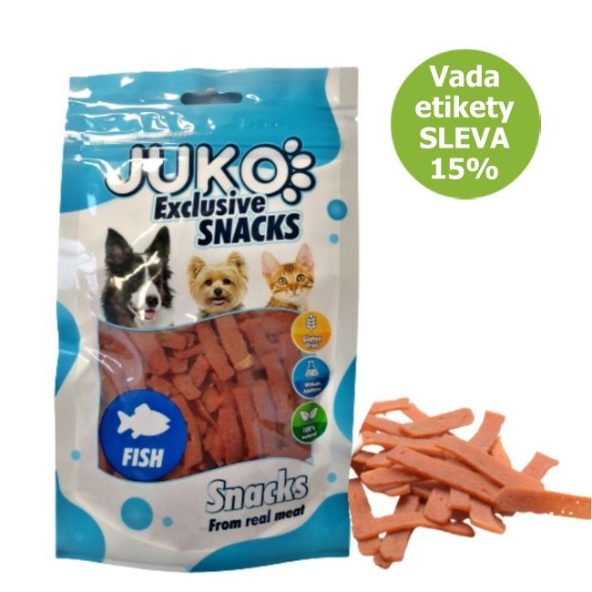 JUKO SNACKS  pamlsky pro psy a kočky, 100 % přírodní pamlsek,  bezlepkový, lososové stripsy