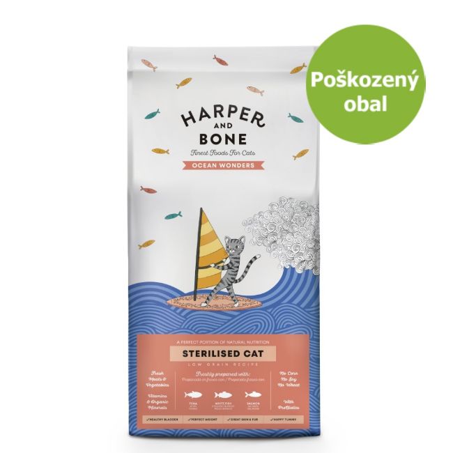 Harper and Bone Cat Sterilised divy oceánu 5 kg, superprémiové krmivo pro dospělé kastrované kočky s tuňákem, lososem a bílou rybou