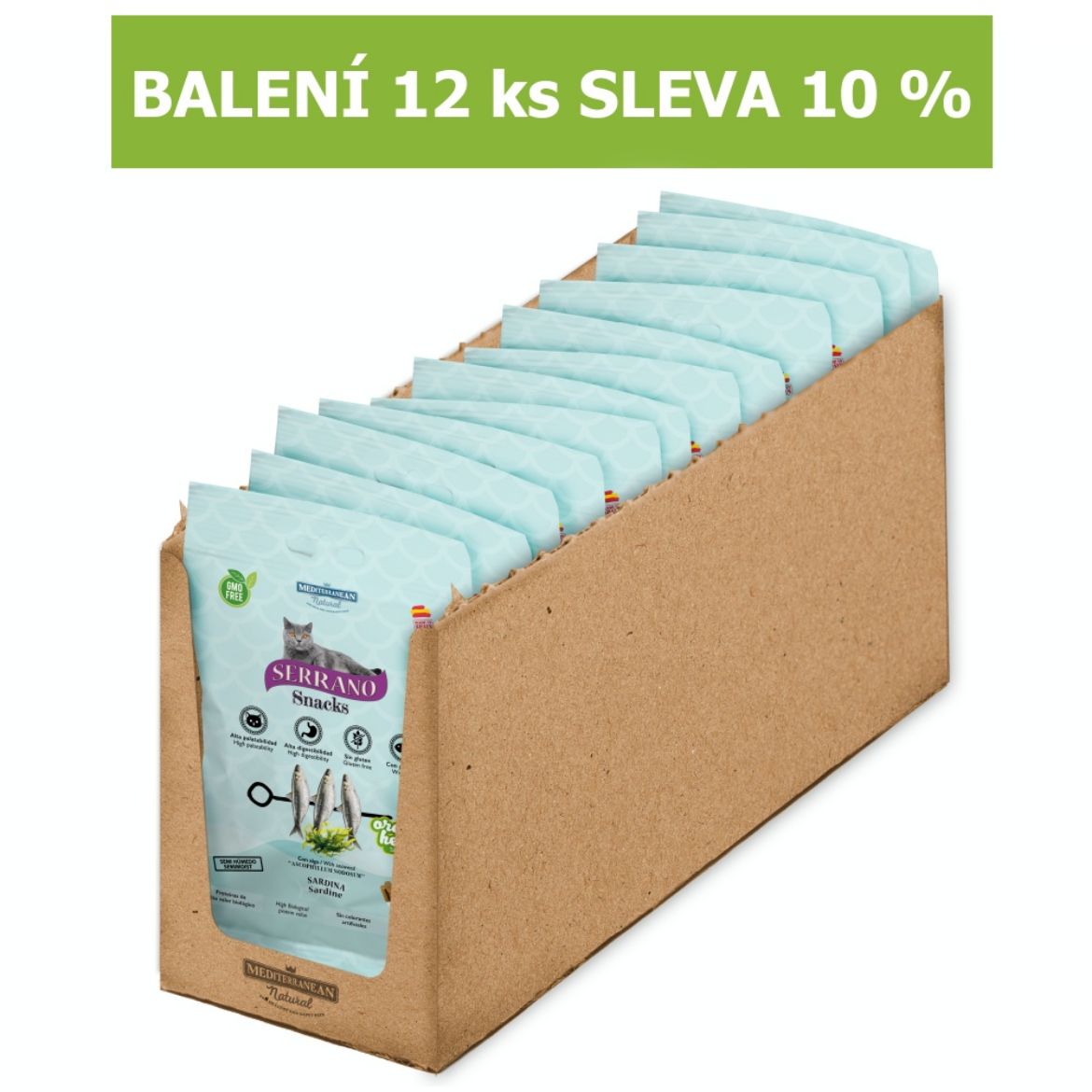 Obrázek z Serrano Snack Cat Oral Care Sardine 50 g (12 ks) SLEVA 10 % 