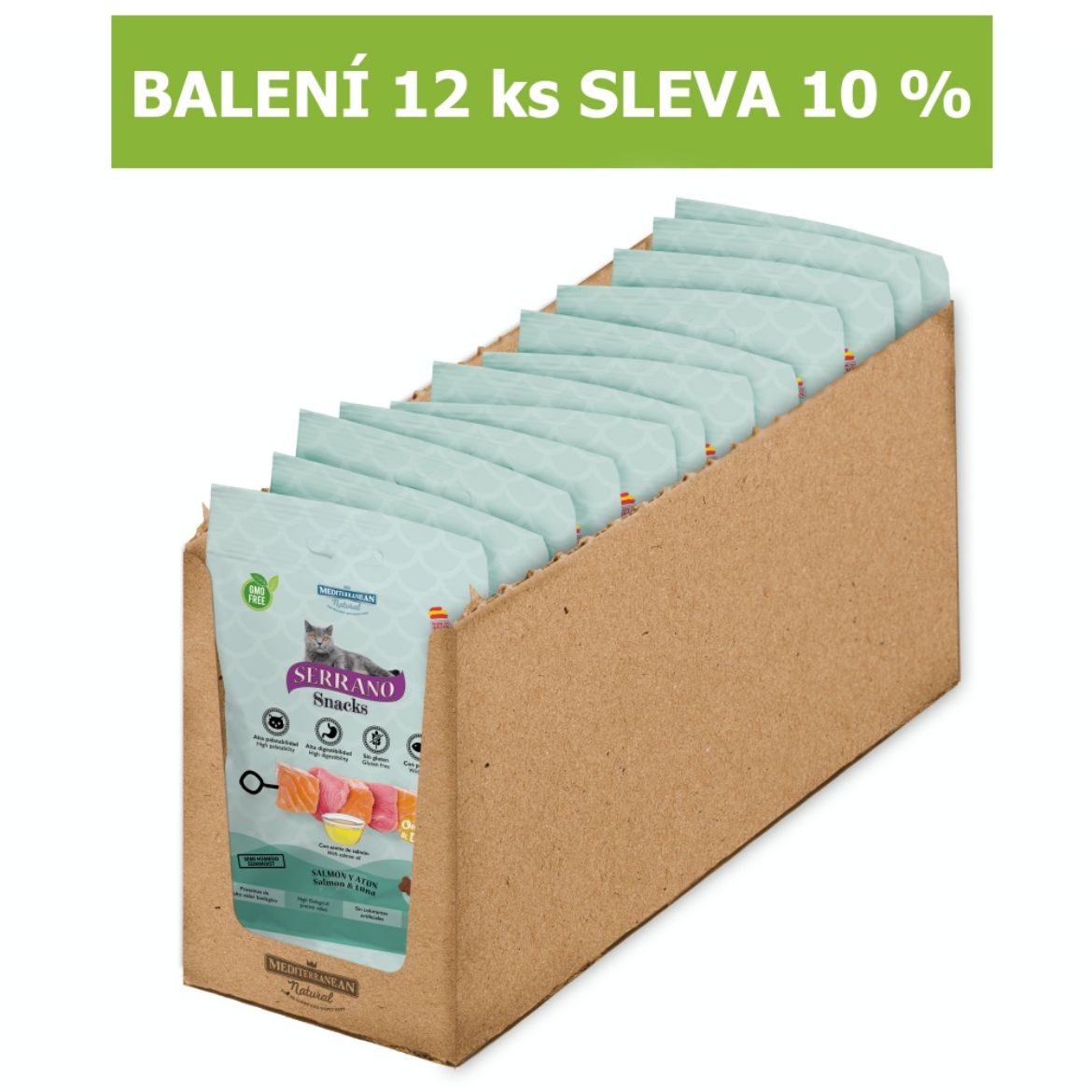 Obrázek z Serrano Snack Cat Omega 3 DHA Salmon 50 g (12 ks) SLEVA 10 % 