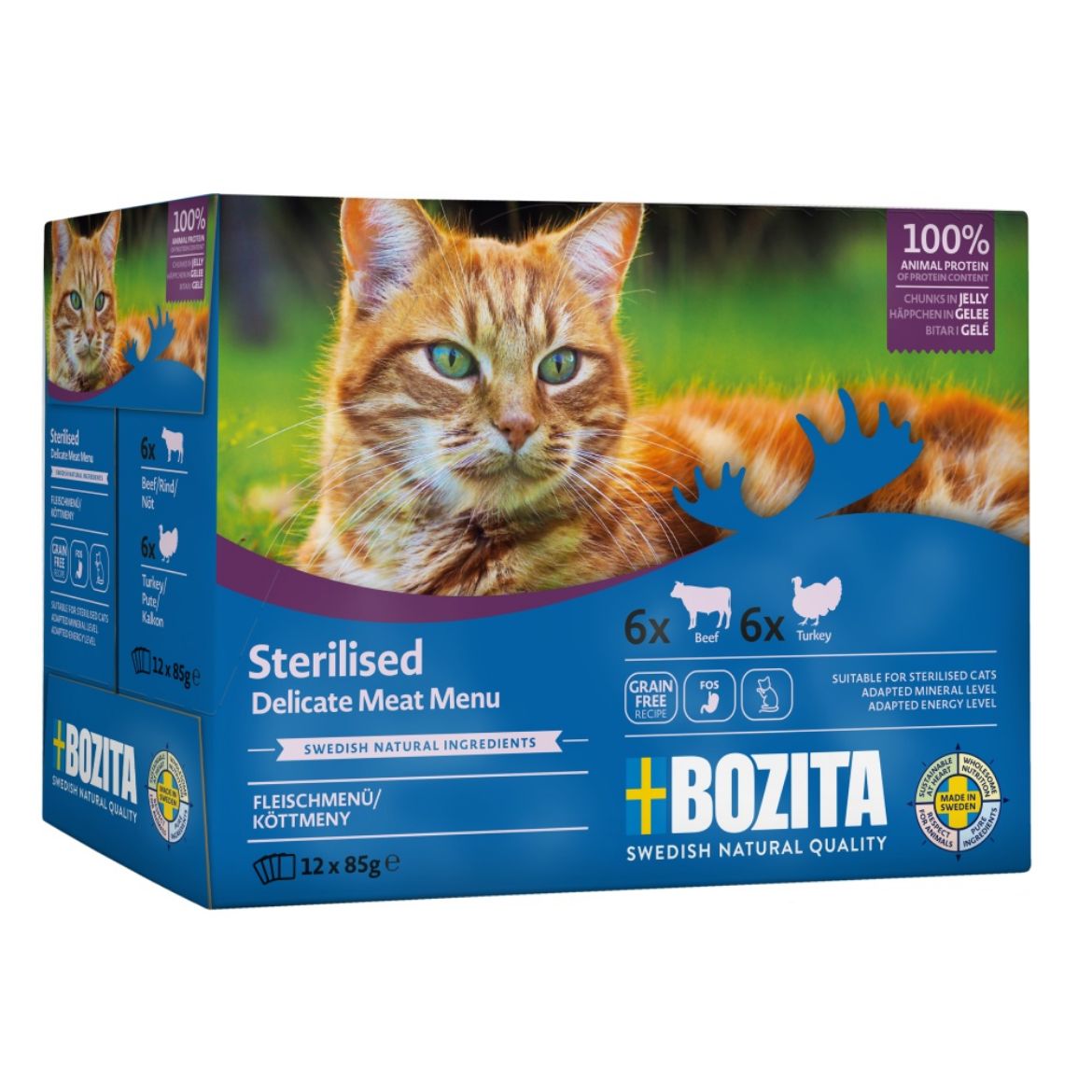 Obrázek z Bozita Cat Sterilised kousky masa v želé, kapsička 85 g (12 pack) 