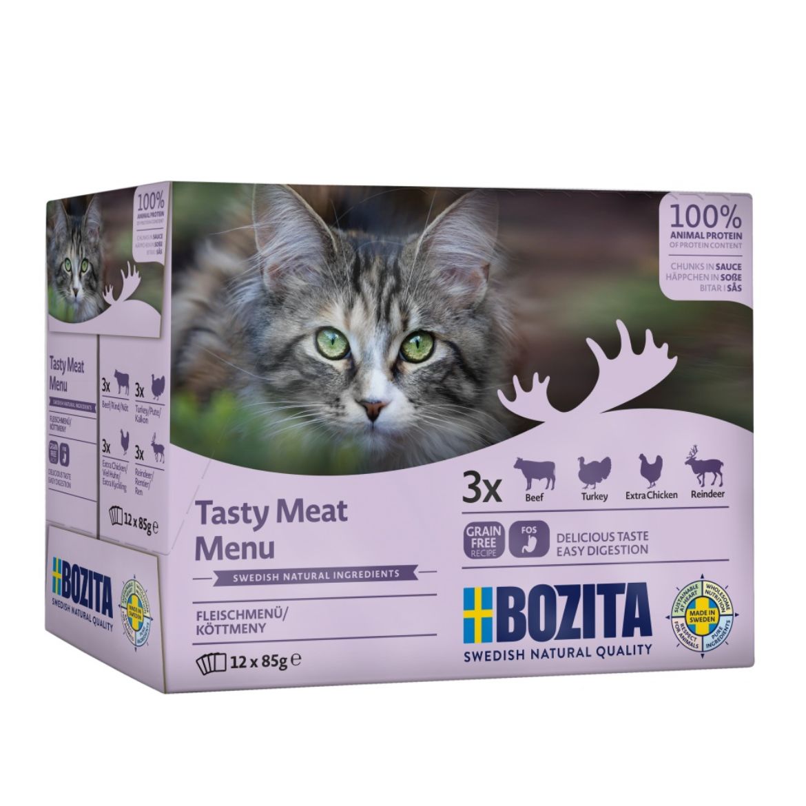 Obrázek z Bozita Cat kousky masa v omáčce, kapsička 85 g (12 pack) 