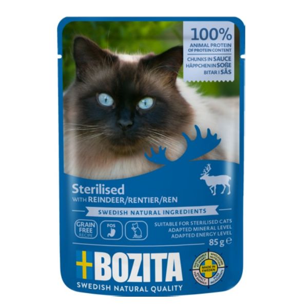 Obrázek Bozita Cat Sterilised kousky v omáčce se sobím masem, kapsička 85 g