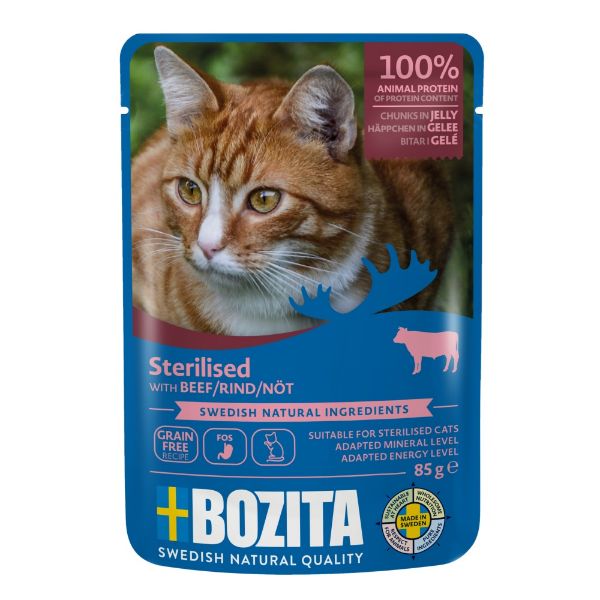 Obrázek Bozita Cat Sterilised kousky v želé s hovězím, kapsička 85 g