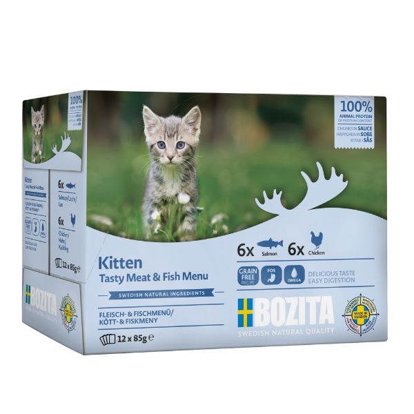 Obrázek Bozita Cat Kitten kousky v omáčce s kuřecím, kapsička 85 g (12 pack)