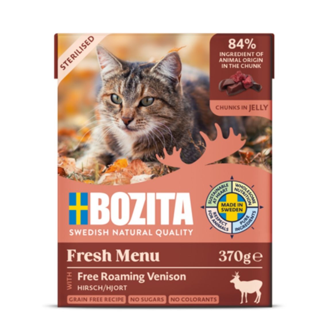 Obrázek z Bozita Cat Sterilised kousky v želé se zvěřinou, tetrapak 370 g 