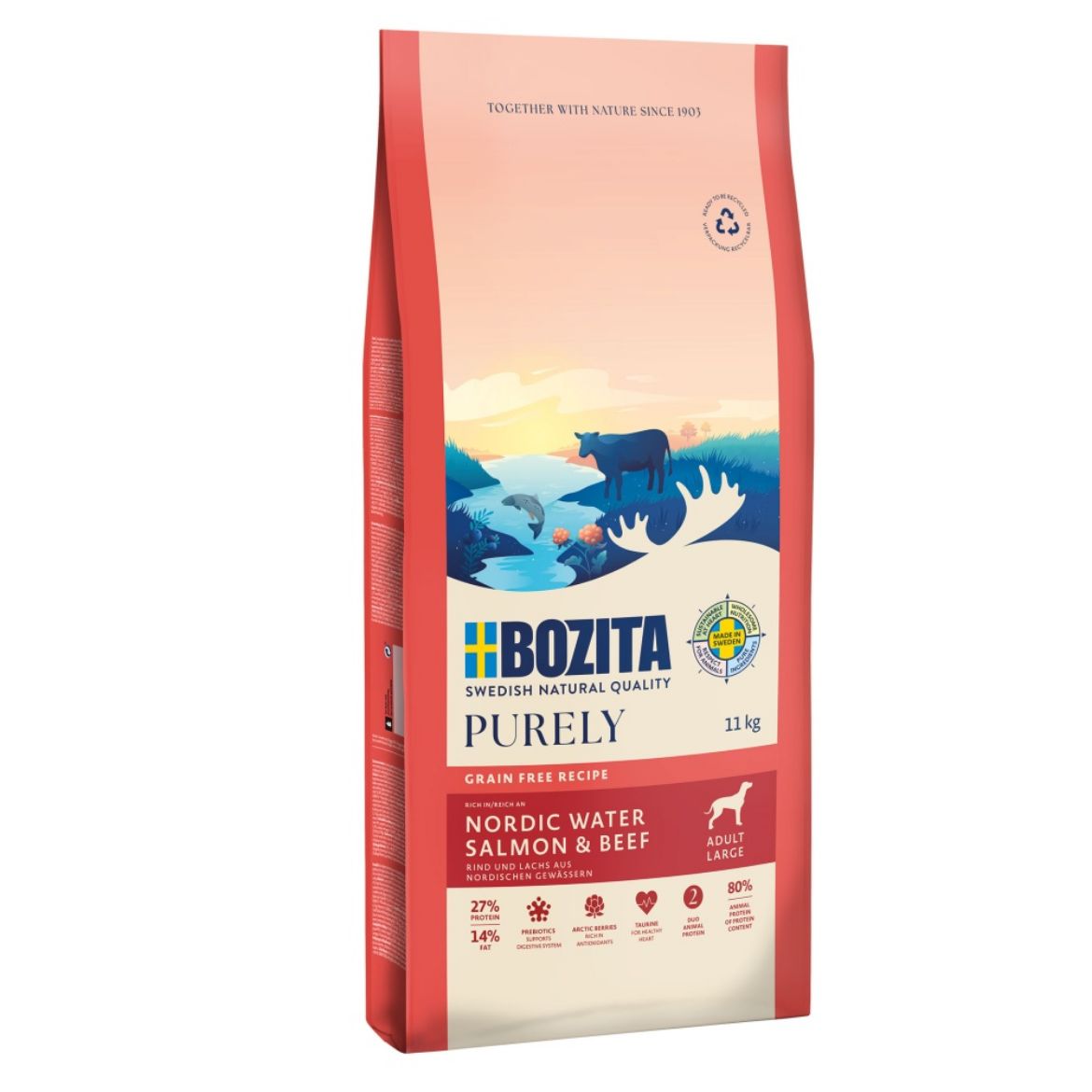 Obrázek z Bozita Purely Dog Adult Large Salmon & Beef GF 11 kg 