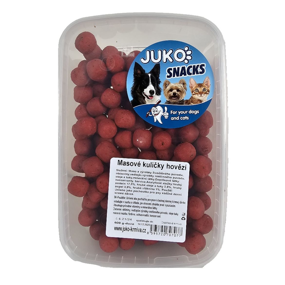 Obrázek z Masové kuličky hovězí JUKO Snacks, dóza 600 g 
