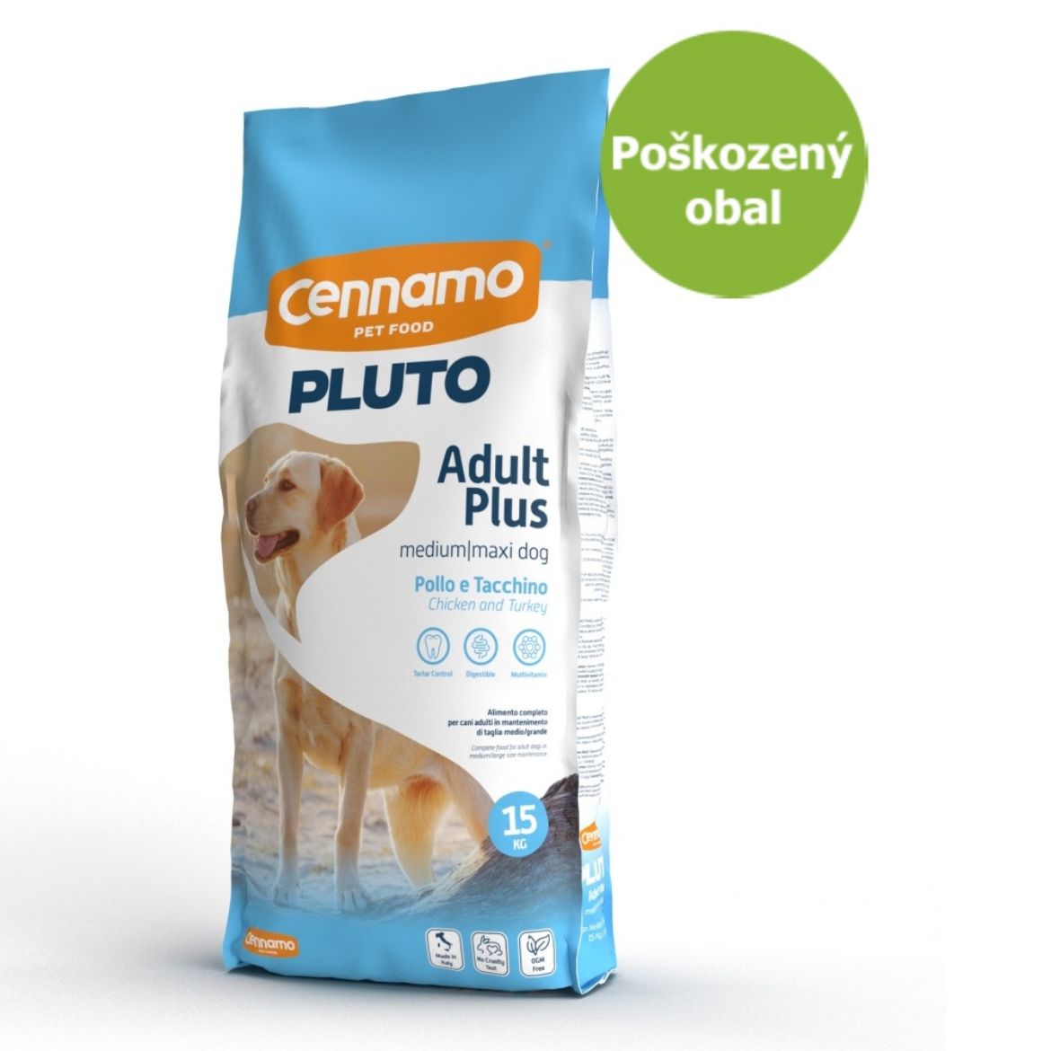 Obrázek z PLUTO Dog Adult Plus Medium/Maxi 15 kg - Poškozený obal - SLEVA  