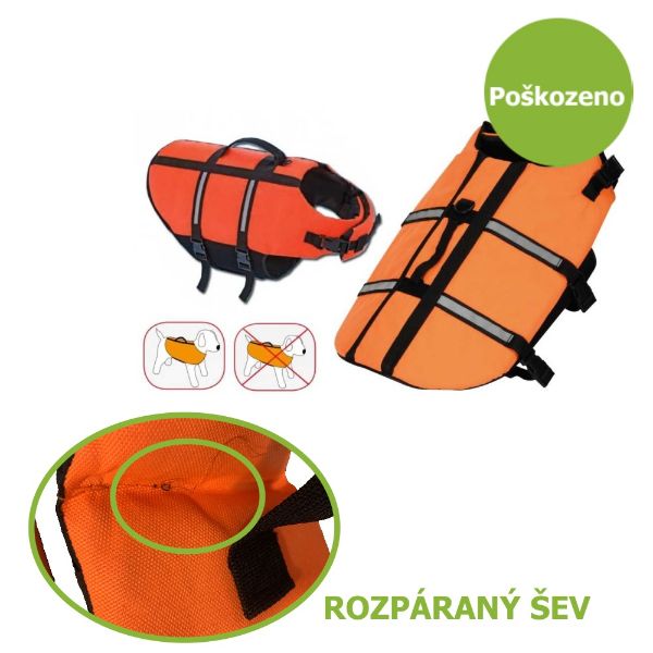 Plovací vesta pro psa, záchranná vesta pro psy, ochraná výbava do vody pro psy, reflexní vesta do vody, reflexní oděv do vody pro psa, oranžová, velikost M 35cm