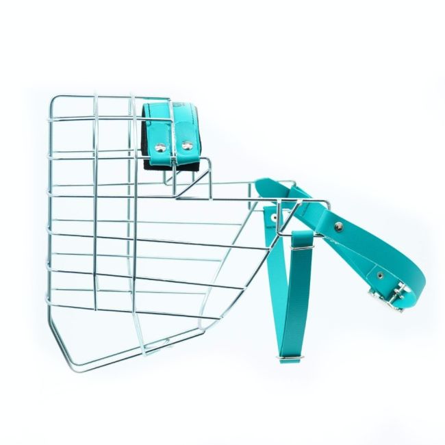 Náhubek zinek/Biothane rotvajler, brazilská fila, neapolský mastin, pes s páskem pod krkem proti sundání náhubku z hlavy